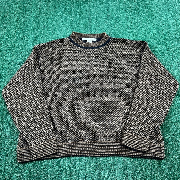 Perry Ellis Sweaters - VTG Perry Ellis Acrylix Wool Italy Sweater Womens Size 8 23.5x22.5" Brown 90s